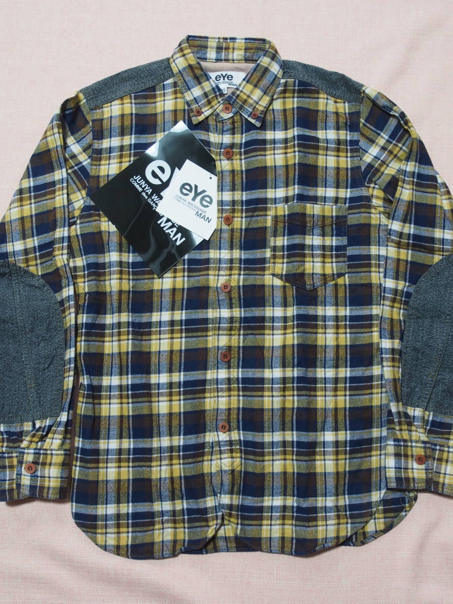 アイ・ジュンヤワタナベマン★eYe JUNYA WATANABE COMME des GARCONS MAN★黄色チェックネルシャツ★XS拍卖