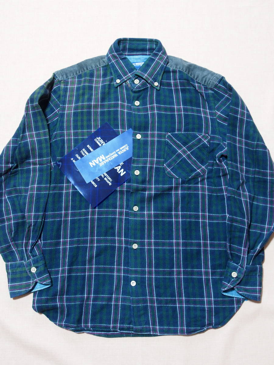 ジュンヤワタナベマン★JUNYA WATANABE COMME des GARCONS MAN★グリーンチェックネルシャツ★XS拍卖