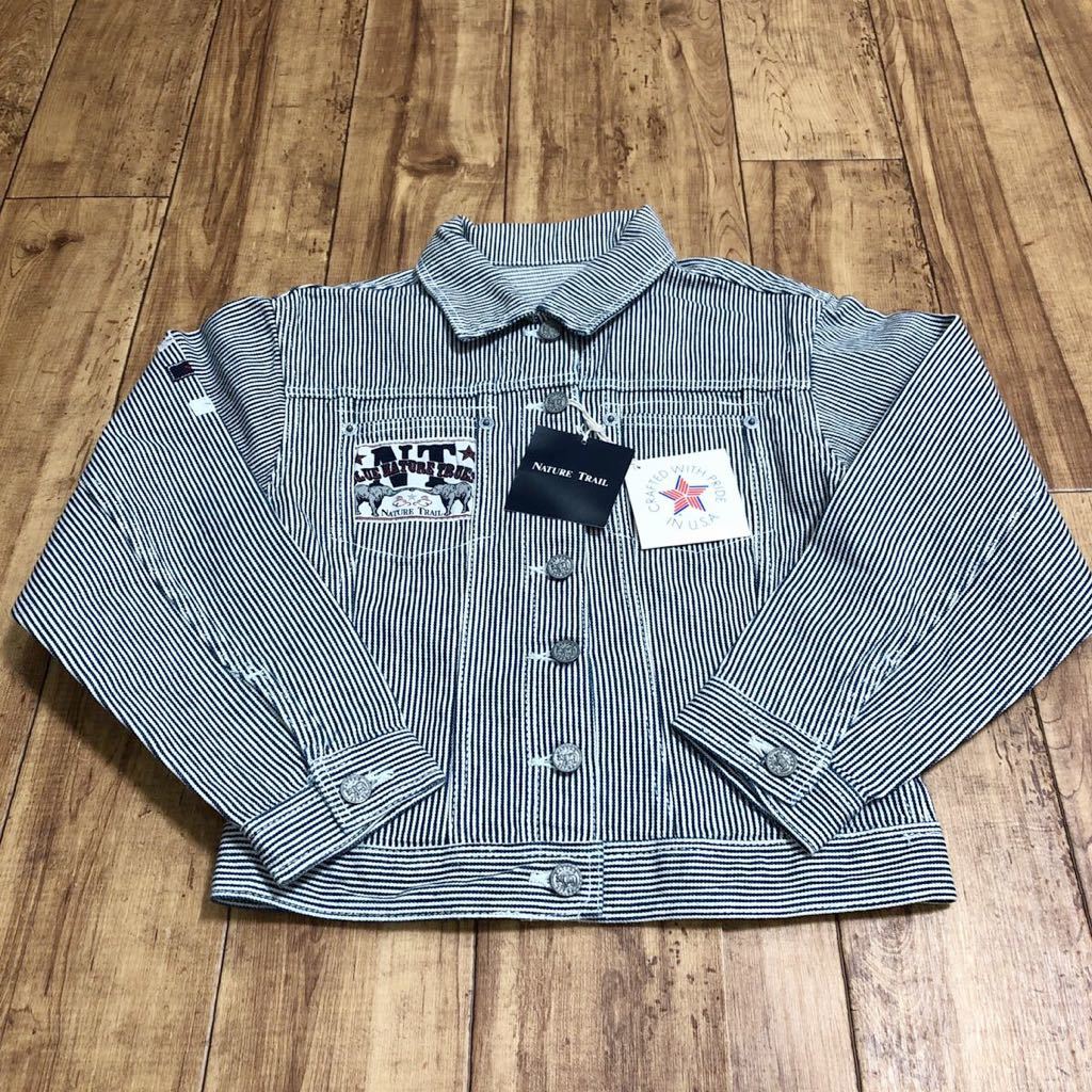 ◇未使用 ブルー ネイチャートレイル BLUE NATURE TRAIL Gジャン ヒッコリー 子供服 Lサイズ デニムジャケット拍卖