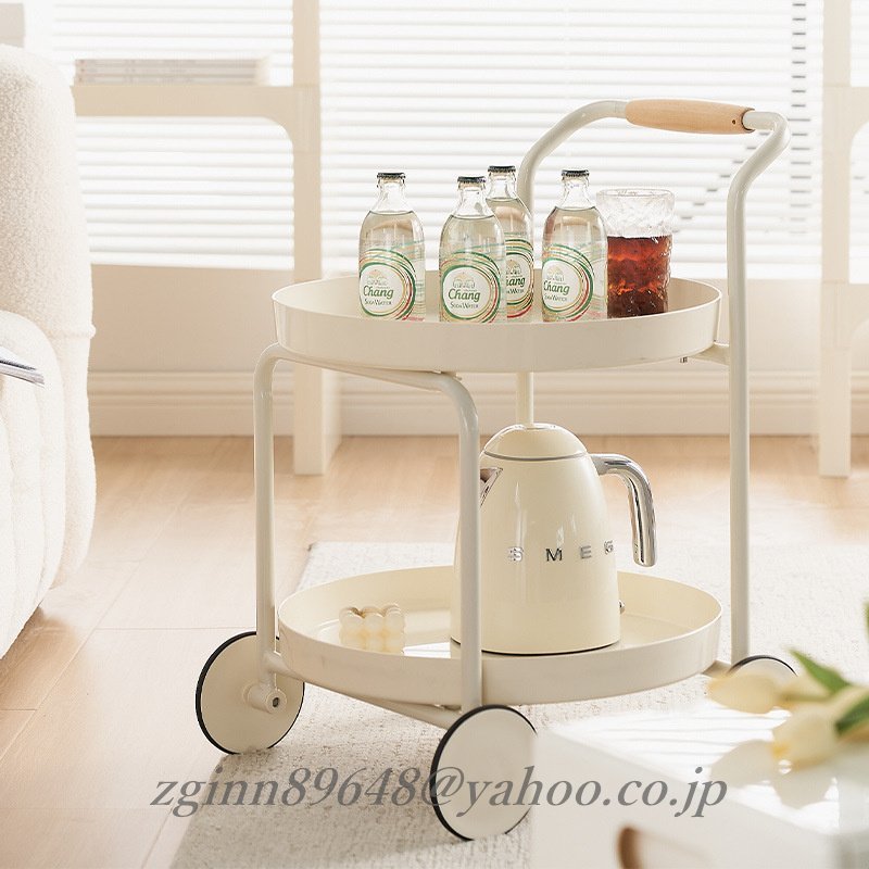 サイドテーブル 2段 キャスター ハンドル 付属 おしゃれ ナイトテーブル ベッドサイドテーブル ソファーテーブル ホワイト ターメリック拍卖