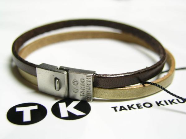 ☆TKタケオキクチ☆本皮ブレス2連(金焦げ茶),..*拍卖