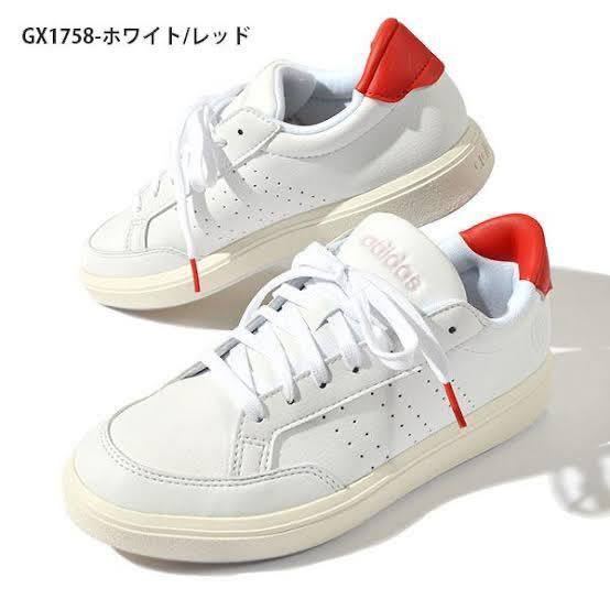 24.5 アディダス スニーカー adidas NOVA COURT W ローカット カジュアル シューズ 24.5cm 未使用 GX1758 ホワイトxレッド拍卖