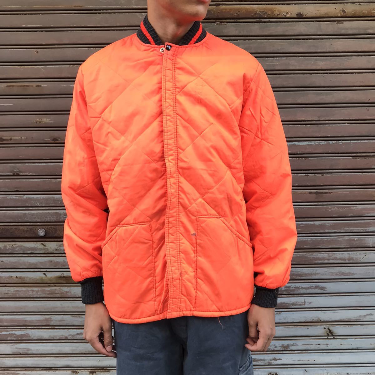 70s 80s BONDED DACRON 米軍 USAF CWU9/P キルティング ライナージャケット 中綿 オレンジ ライナー CWU36/P 民間 USA製 USarmy 90s L拍卖