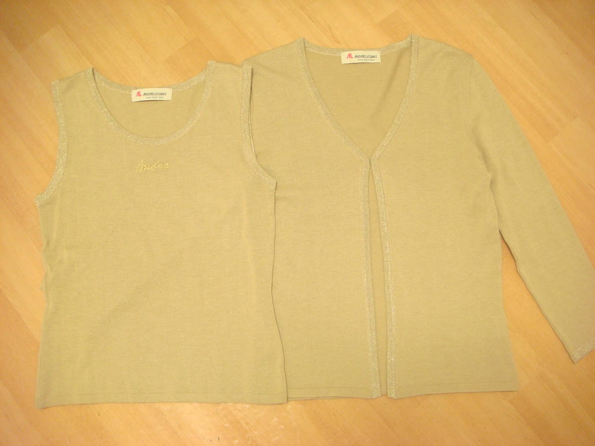 アンドレルチアーノ ラメ縁取り 英字入り アンサンブル 美品拍卖