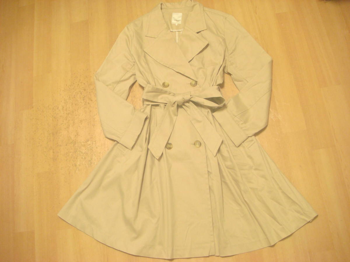 テチチ タック入り フレア トレンチコート おリボン付き ベージュ 美品拍卖
