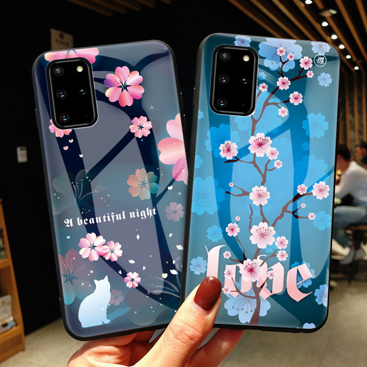 Samsung Galaxy S20+ ケース ギャラクシー s20+ ケース 6.7インチ SC-52A SCG02 背面カバー tpu+強化ガラス さくら かわいい拍卖