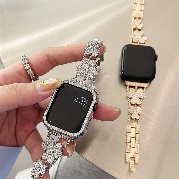 アップルウォッチ バンド ベルト apple watch series 9,8,7,6,SE,5,4,3,2ultra保護カバー付 ベルト メンズ レディース キラキラ クローバー拍卖