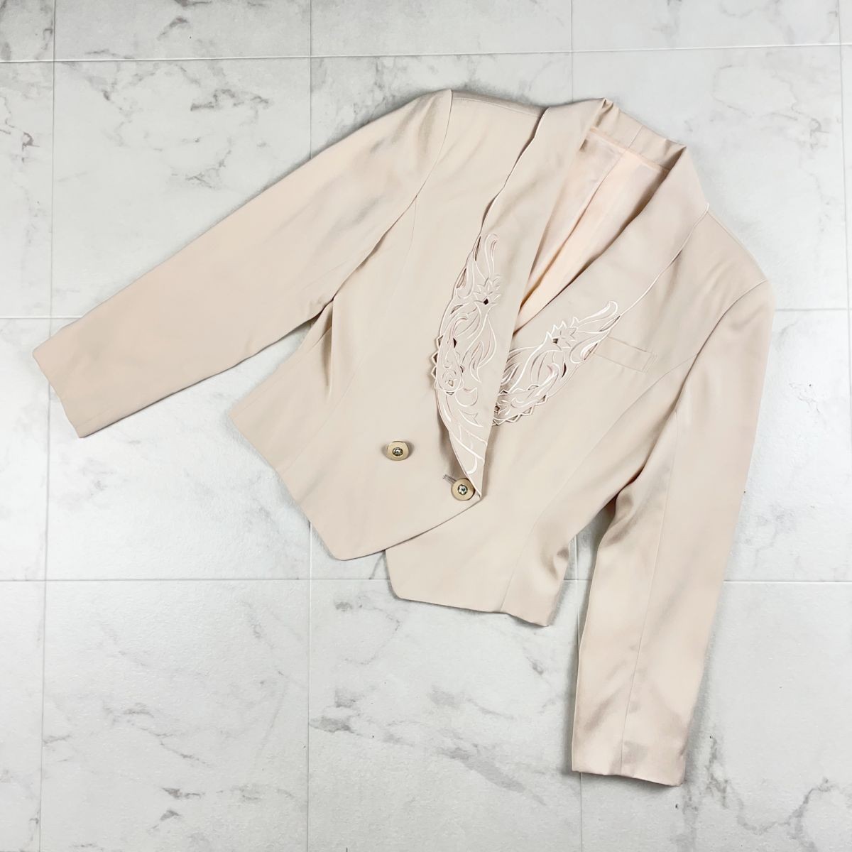 akagawa ei 赤川英 レースカラーショートジャケット 総裏 レディース ピンク サイズM*JC766拍卖