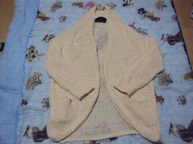 *美品東京購入ブランドファッションSHIPSシップスオフホワイト系無地羽織りカーデトップスMLフリーサイズ拍卖