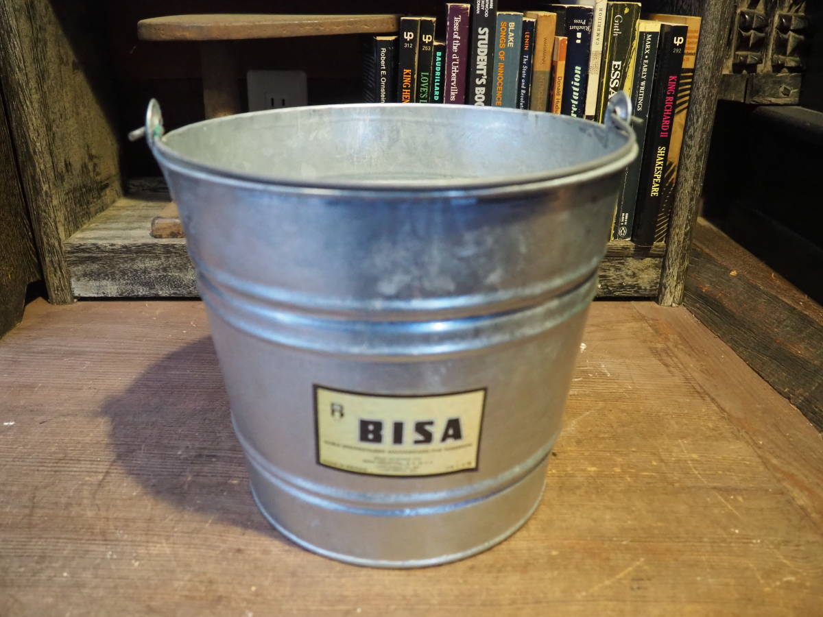 【メキシコの小振りなブリキバケツ】ガーデニング古道具アンティーク骨董インテリア畑仕事タライゴミ箱インダストリアル水桶ドライフラワー拍卖