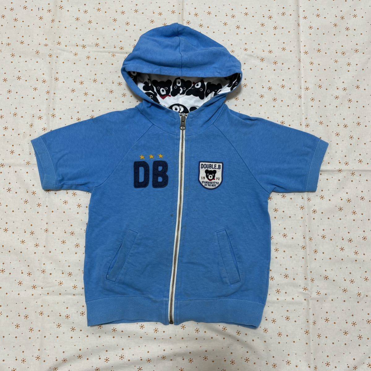 送料無料! ミキハウス ダブルB 半袖 パーカー ☆ 110 ブルー拍卖