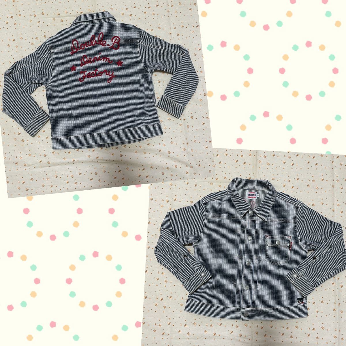 送料無料! ミキハウス ダブルB ジージャン ☆ 120 ストライプ拍卖