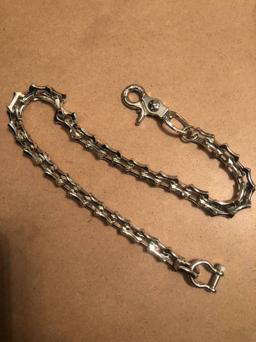 ウォレットチェーン バイカー クロス ブラス チェーン ウォレット 財布 クロム クロス チェーン シルバー拍卖