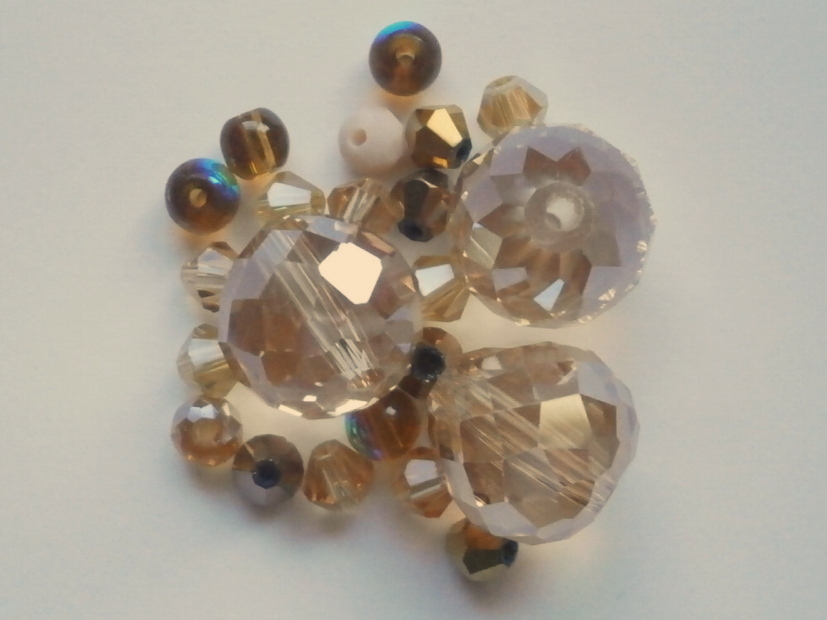 ガラスビーズ★多面カット★ブラウン系★4拍卖