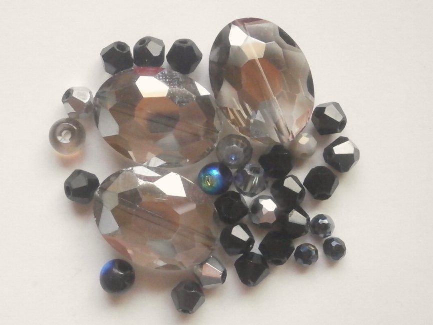 ガラスビーズ★オーバル★ブラック系★e拍卖