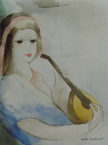 Marie Laurencin、FEMME A GUITARE、海外版超希少レゾネより、新品高級額装付、送料無料、choco拍卖