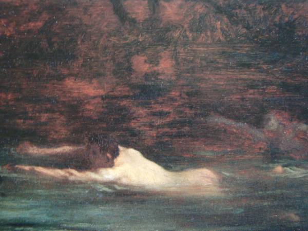 ジャン=フランソワ・ミレー 、泳ぐ人たち、希少な額装用画集より、新品高級額装付、状態良好、送料無料、choco拍卖