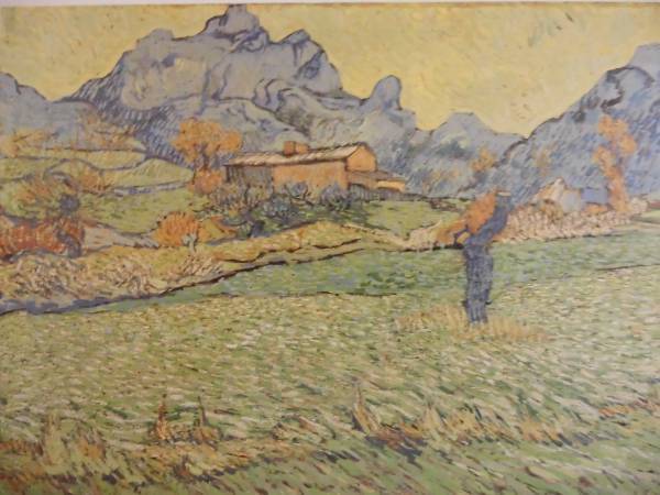 ヴィンセント・ヴァン・ゴッホ、山間の穀物畑と木、画集画、新品額装付、choco拍卖