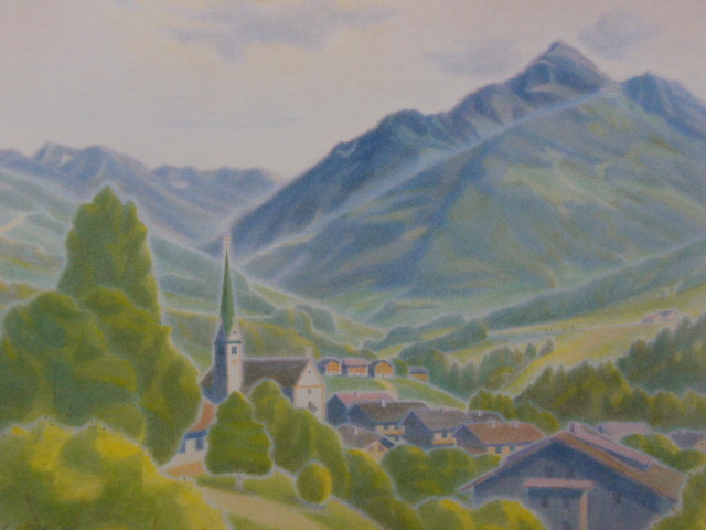 五十嵐二郎、アルプバッハ(チロル)、希少画集画、新品高級額・額装付、状態良好、送料込み、marin拍卖