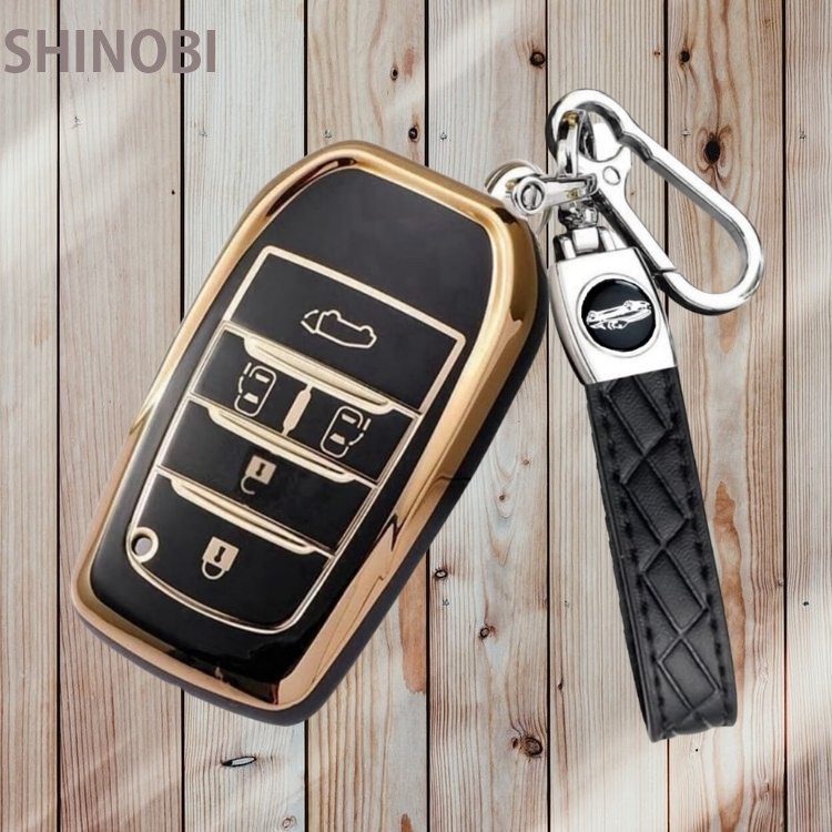 トヨタ用 5ボタン専用 スマートキーケース キーホルダー付き TPU素材 シエンタ ヴォクシー ノア 90系 防塵 耐衝撃 耐水性 カビ耐性 金黒拍卖