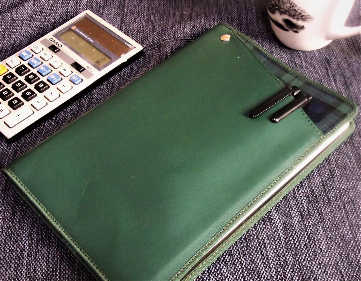 B5大学サイズ【Cover pocket ノートカバー】合皮/チェック■グリーン拍卖