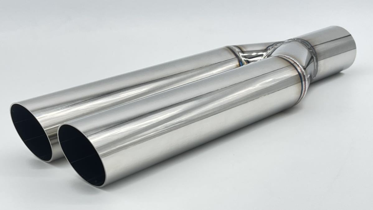 ワンオフマフラー制作用デュアルマフラー出口42.7φ入口42.7φ 出口スラッシュ15°カットサイズ変更可能拍卖