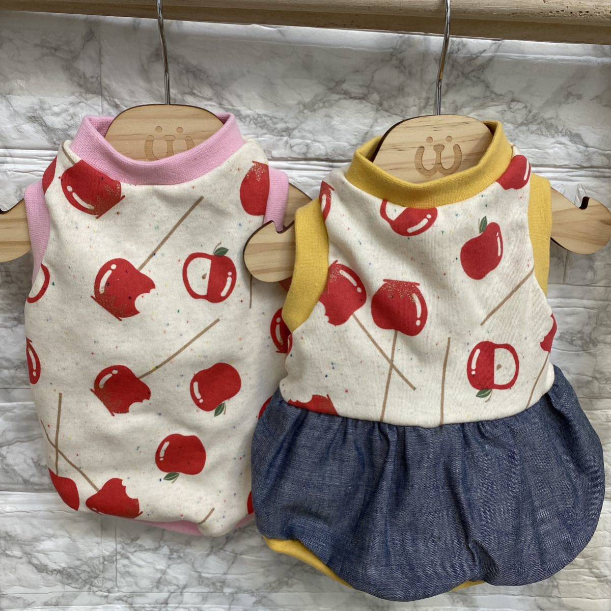 犬服S タンクトップ バルーンワンピース ハンドメイド 犬洋服拍卖