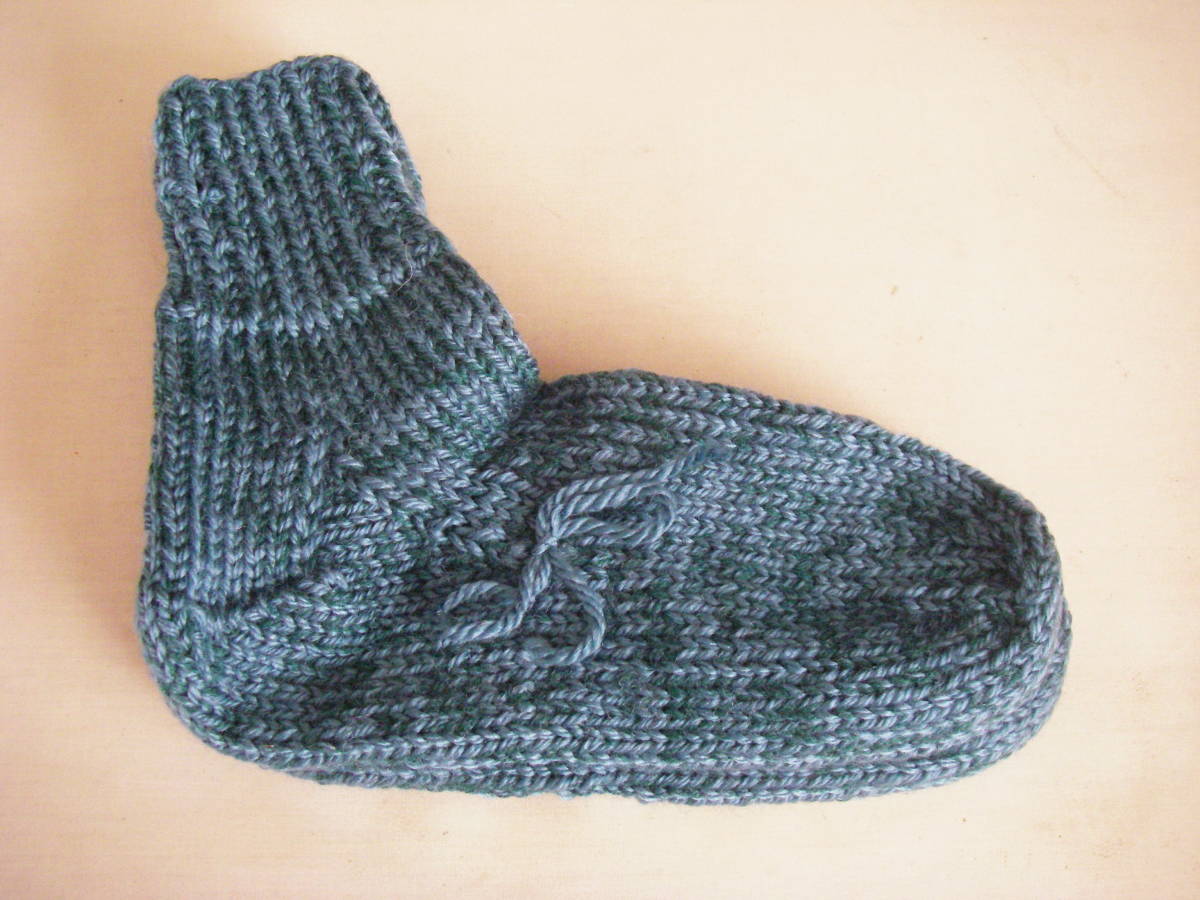 おばあちゃんが編んだ 毛糸の手編みソックス くつ下 23~24㎝ ハンドメイド 冷え対策 に ③拍卖