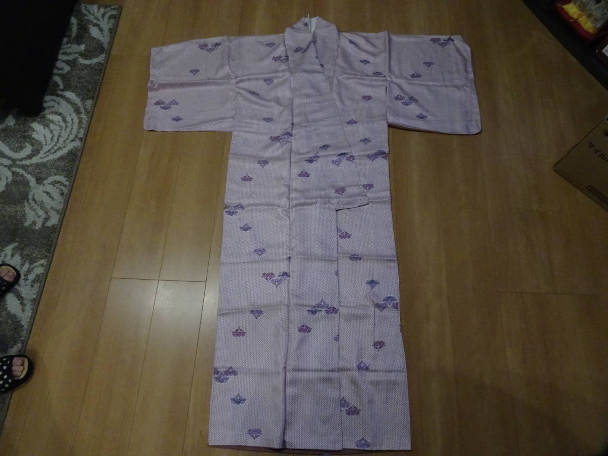 ■中古 和服 着物 身丈148cm 裄丈65cm 和装 浴衣 女性 レディース 訪問着 花 リメイク 布地拍卖