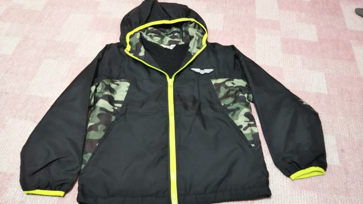 HUGE195 長袖ジャンパー 140サイズ 黒×迷彩 拍卖