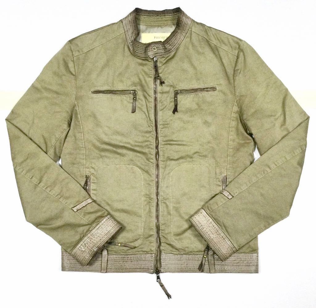 良品「COMME CA DU MODE MEN × PREVIEW MILANO」“07-23BK01” ガーメントダイ 革切替 コットンジャケット SIZE:M イタリア製拍卖