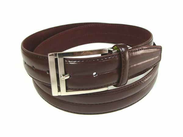 牛革使用 33mm幅 センターステッチ デザイン レザーベルト ブラウン 男女兼用 フリーサイズ 【 新品未使用 】 ◆ アウトレット ◆拍卖