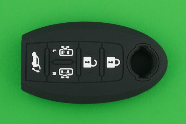 日産(ニッサン)エルグランド・5ボタン・インテリジェントキー(スマートキー)用シリコンカバーケース★★(本体 黒色)※絵文字 白色拍卖