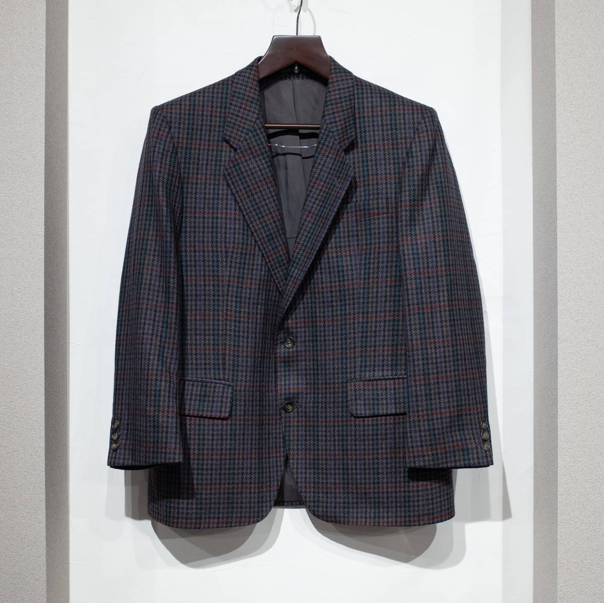 【英国製】AB5 / 90’s TERN ターン ウール テーラード 2B ジャケットハウンドトゥース 千鳥格子 チェック グレー系 トラッド 古着拍卖