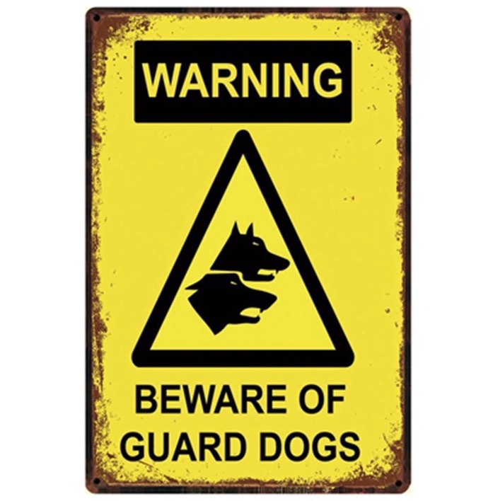 A323 メタル サイン ブリキ 看板 金属 製 プレート ピクト 注意 警告 危険 防犯 威嚇 動物 ペット 猛 犬 番犬【2718】拍卖