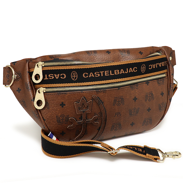 美品 カステルバジャック ボディバッグ ウエストポーチ レザー ブラウン CASTELBAJAC拍卖