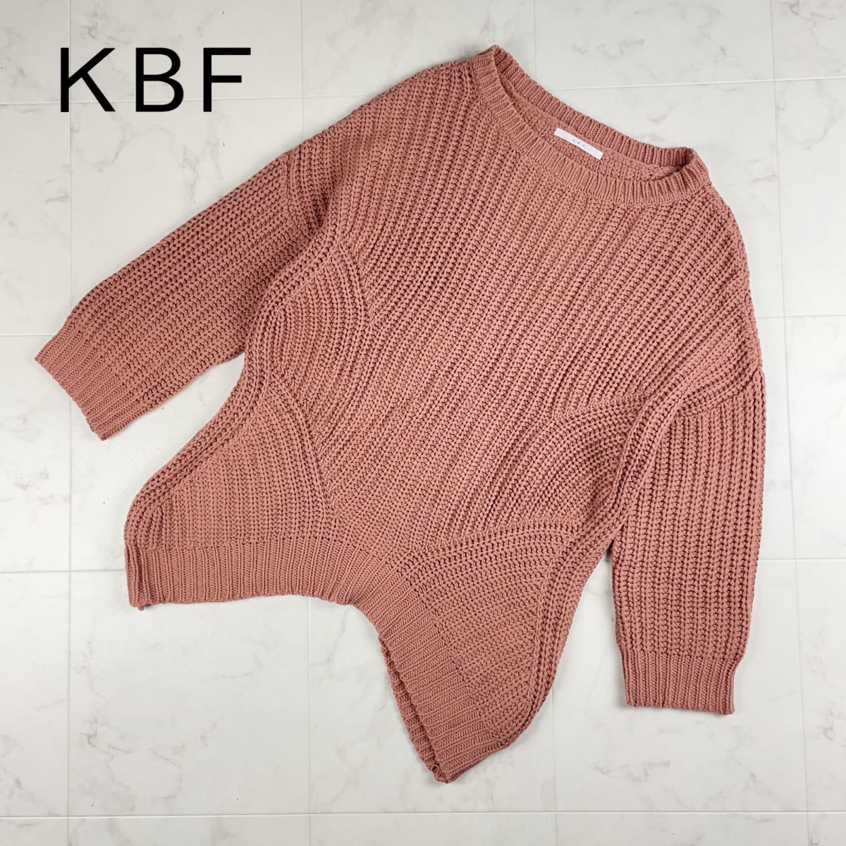KBF ケービーエフ アーバンリサーチ ローゲージチュニックニット リブ編み トップス レディース サーモンピンク サイズ1*HC1329拍卖