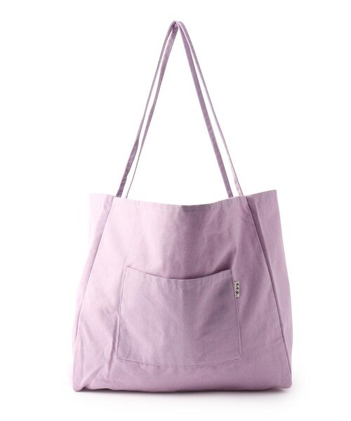 洗えて軽量パイピングハンドル大容量ワイドトートバッグ/ラベンダー拍卖