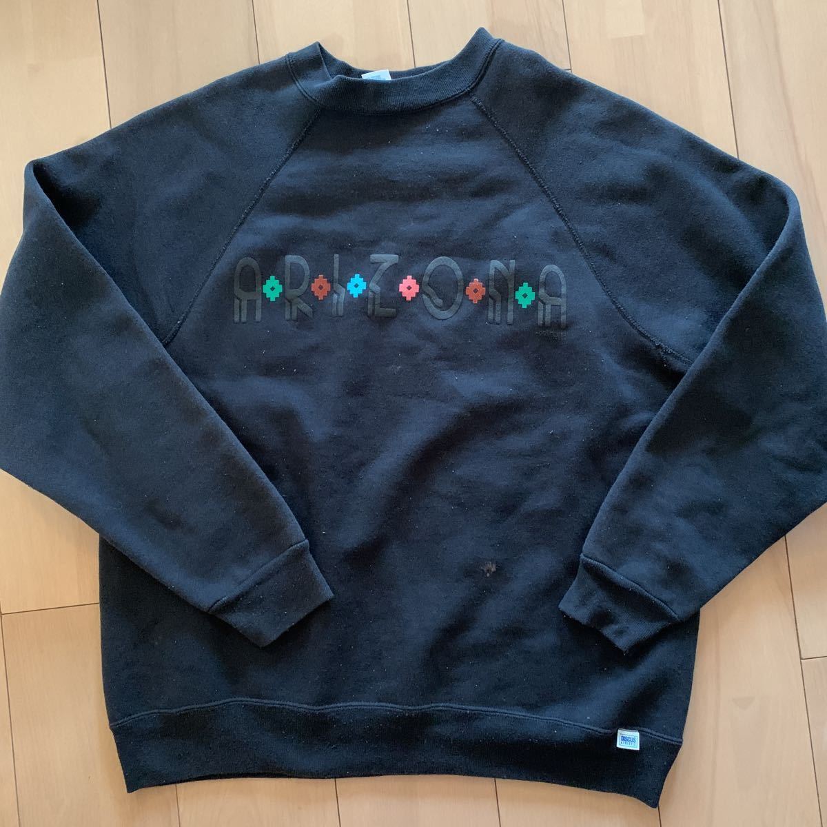 90s【DISCUS ATHLETIC】ディスカス アスレチック ラグラン スウェット USA製 ブラック ARIZONA IMAGES アリゾナ L TULTEX拍卖