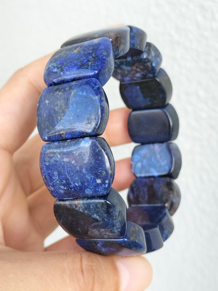 聖石 ラピスラズリ 濃い紫みの青 青金石 深いブルー バングル ブレスレット拍卖