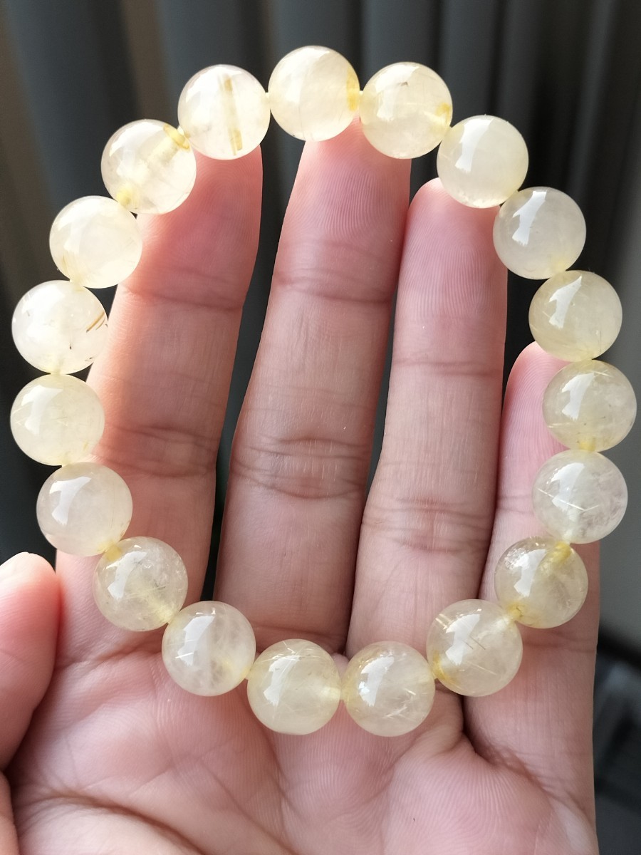 ルチルクォーツ 天然石 ヒマラヤ水晶 金運パワーストーン ブレスレット拍卖