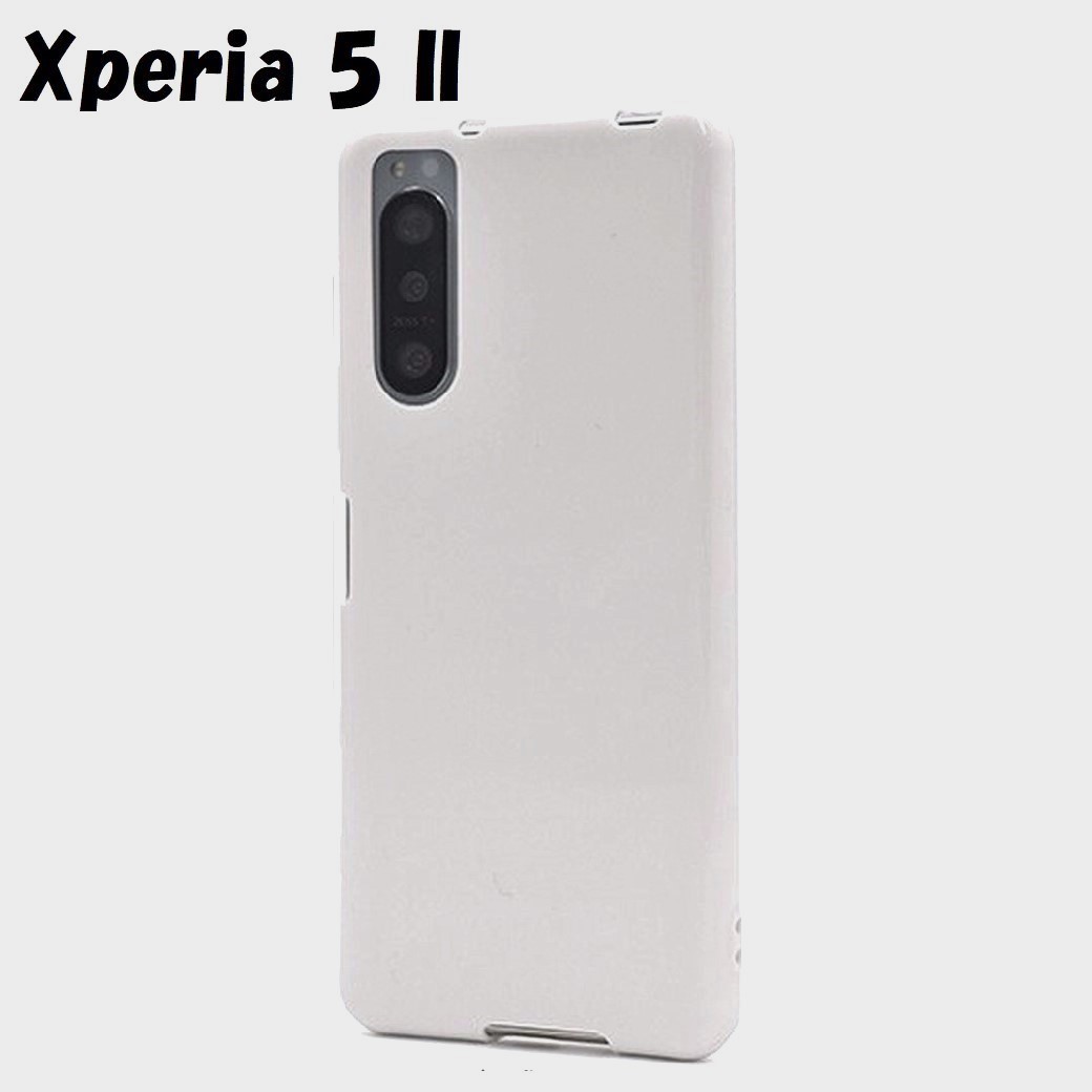 Xperia 5 II:光沢感のある 背面カバー ソフト ケース★ホワイト 白拍卖