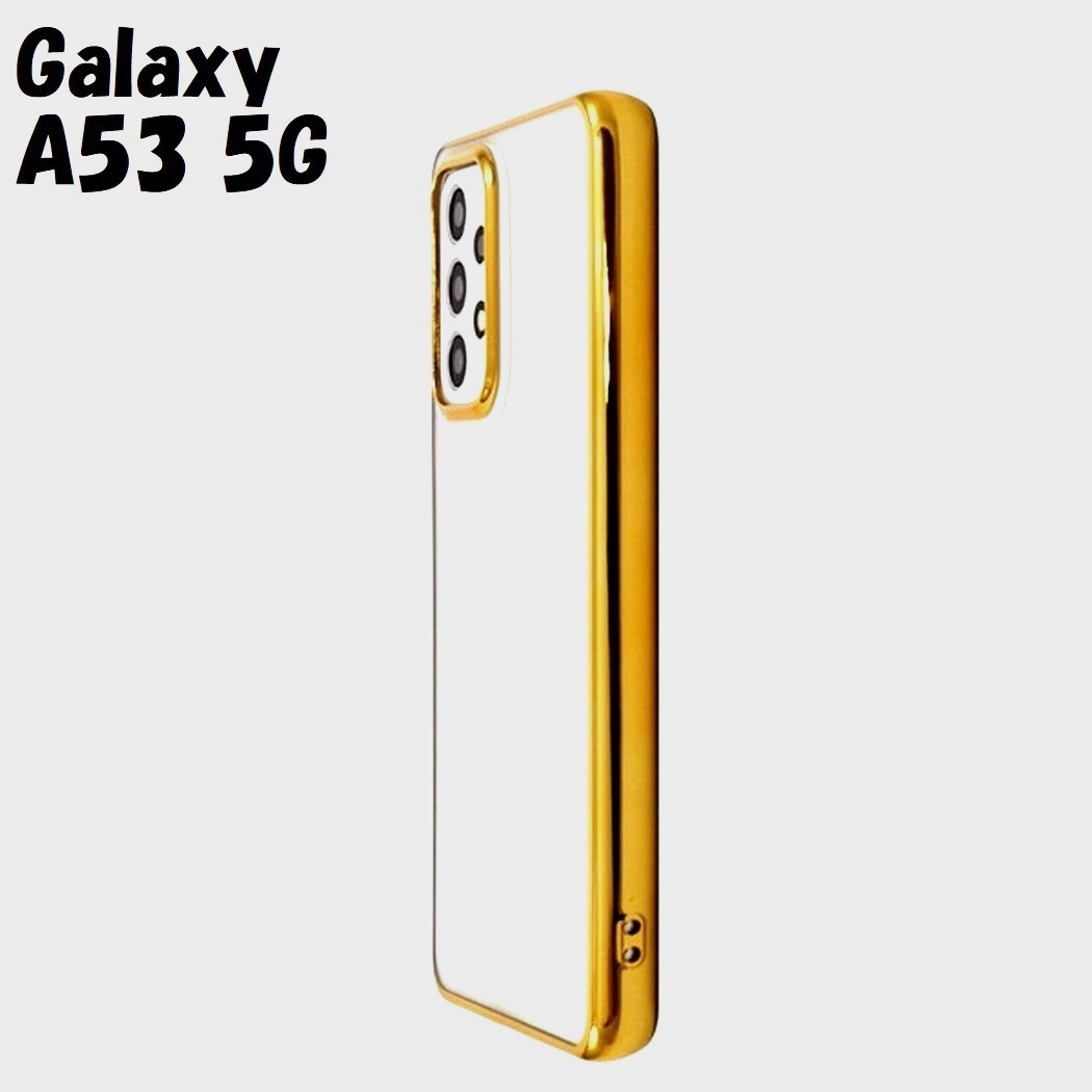 Galaxy A53 5G:メタリック カラー バンパー背面クリア ソフトケース★ゴールド 金拍卖
