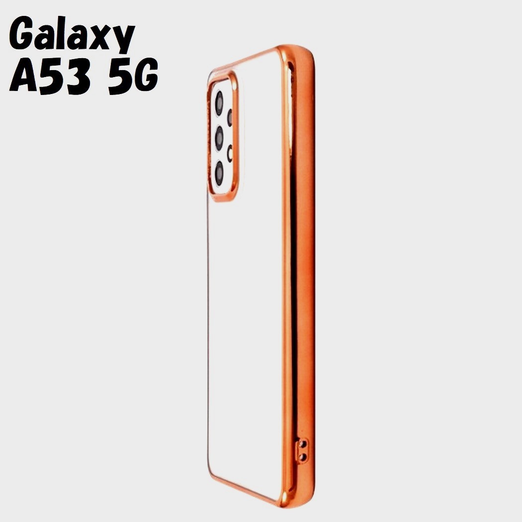 Galaxy A53 5G:メタリック カラー バンパー背面クリア ソフト ケース★ピンク 桃拍卖