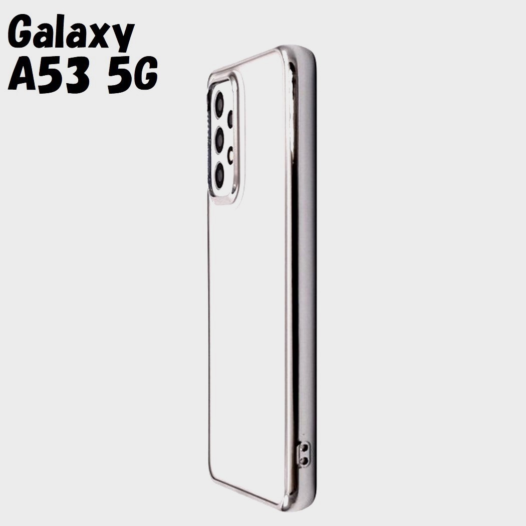 Galaxy A53 5G:メタリック カラー バンパー 背面クリア ソフトケース★シルバー 銀拍卖