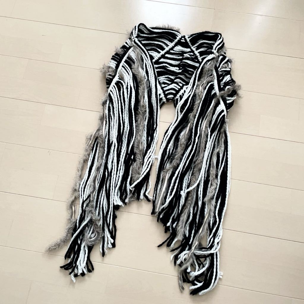 新品 MONO COMME CA ラビットファー 編み込みストール ショール拍卖