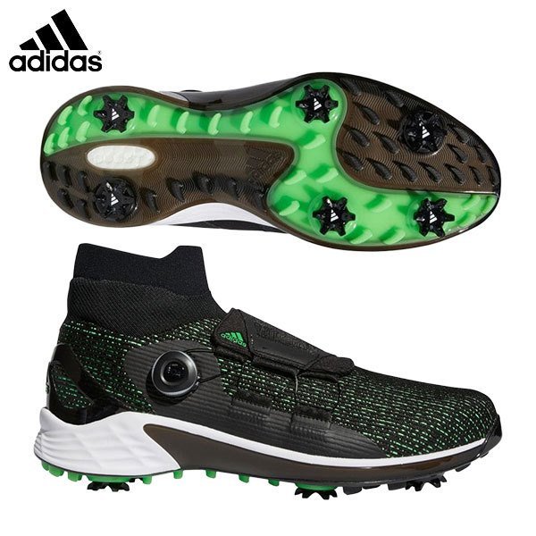 25.5cm● adidas golf 定価 25300円 ZG21 Motion BOA アディダス ゴルフ ゼッドジー21モーション ボア 黒 緑 H68592 ミッドカット 拍卖