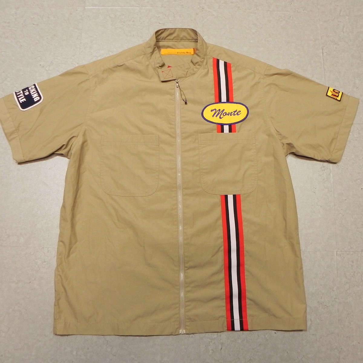 未使用品 ★ Claudy Boy 半袖 フルジップアップ ジャケット ベージュ系 メンズM 即決 ★a拍卖