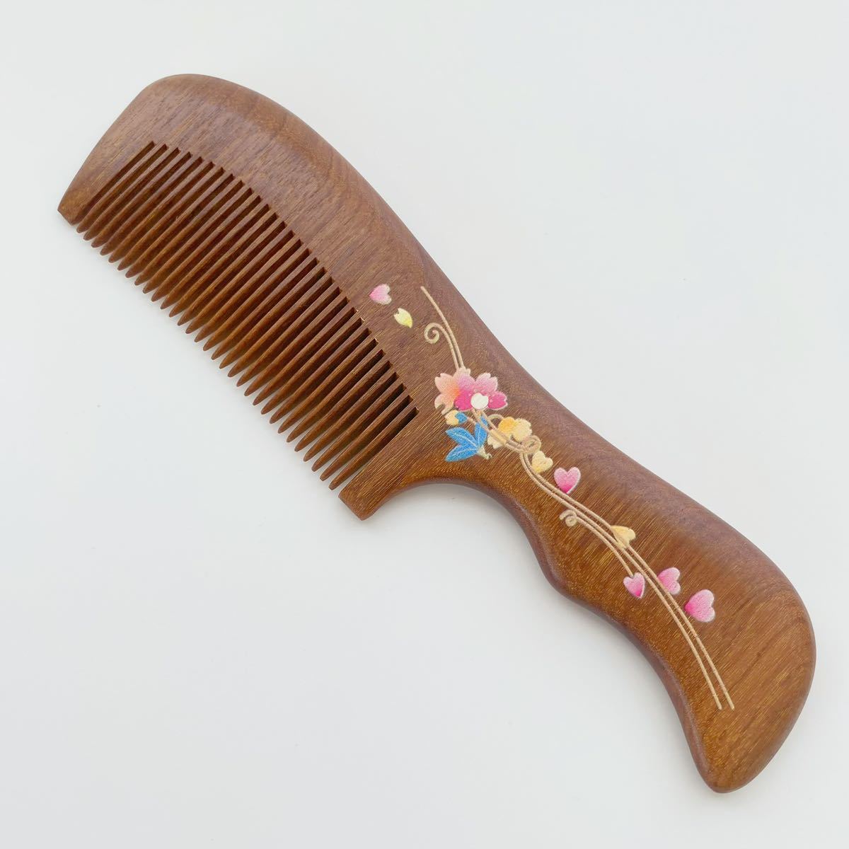 くし 高級檀木 木製櫛 お守り 静電気防止 美髪 頭皮マッサージ 男女プレゼントv2拍卖