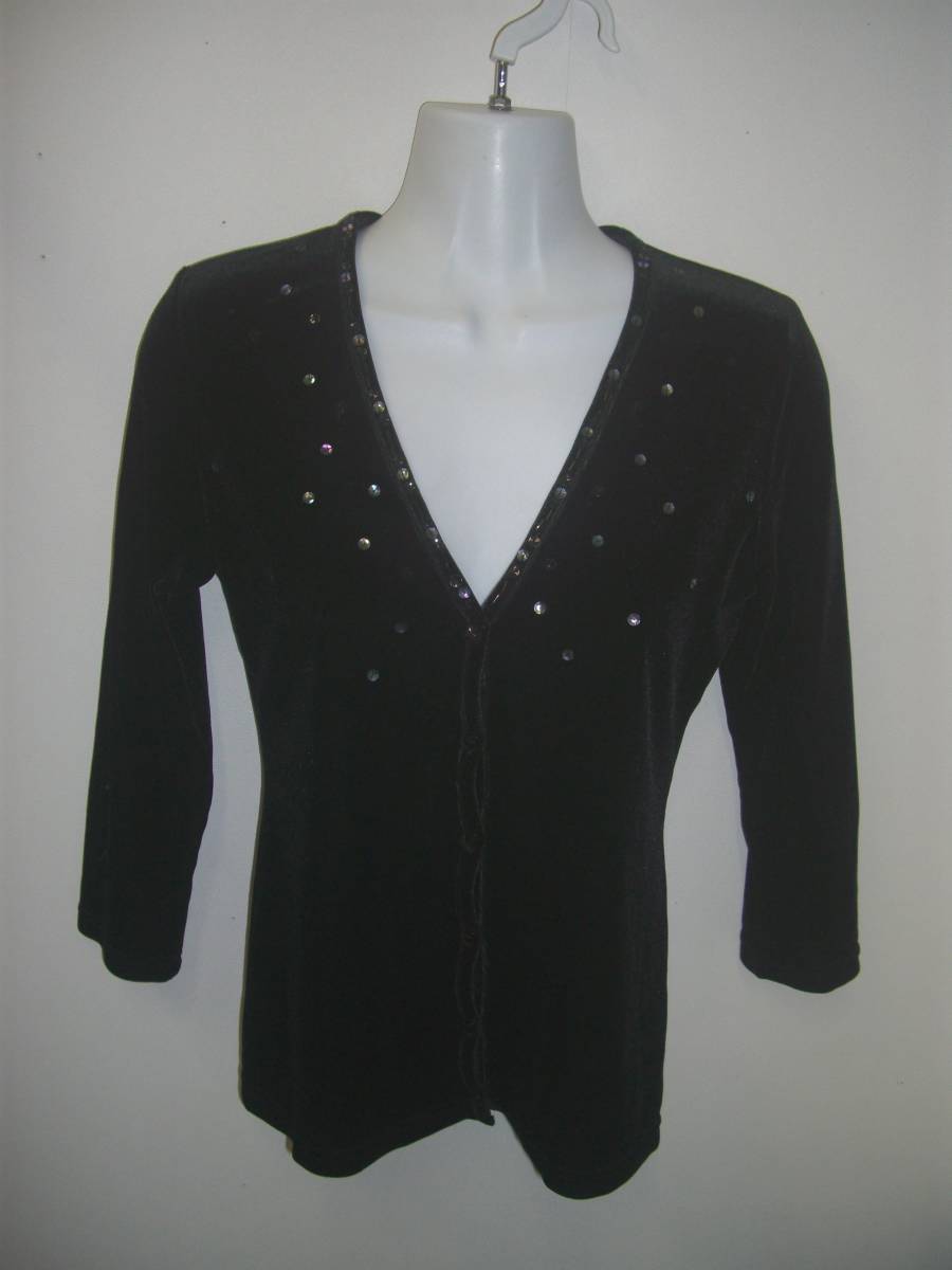 SUIVI(スイヴィ/オンワード樫山)ベルベットスパンコールカーディガン☆サイズM拍卖